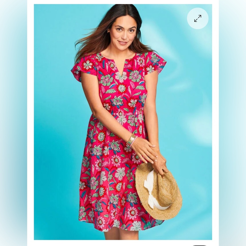 NWT Talbots Flutter Sleeve Fit & Flare Dress - Beautiful Botanical